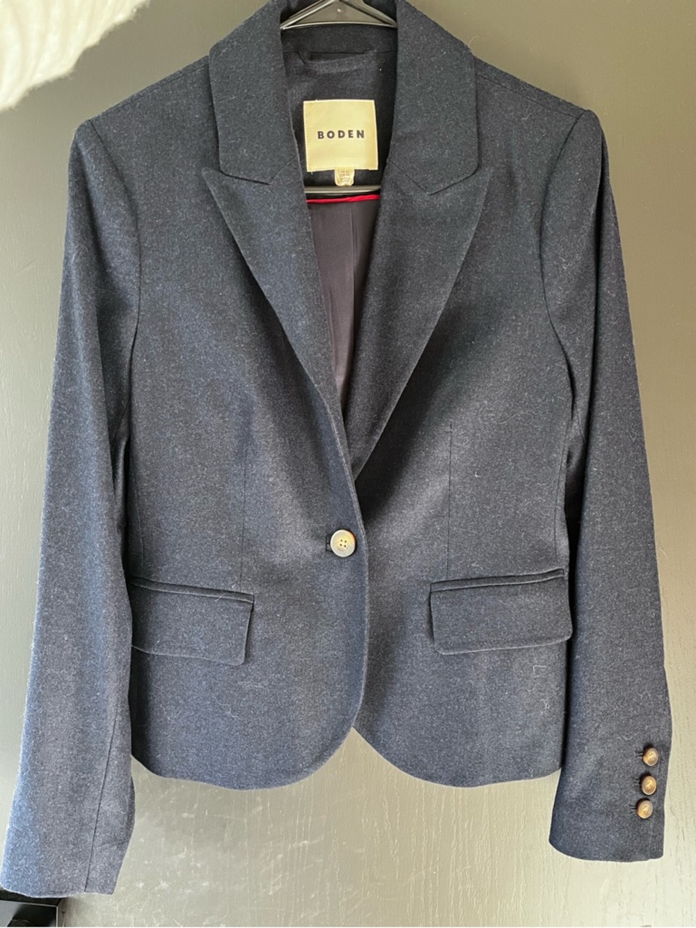 Boden Navy Single-Button Wool-Blend Tailored Blazer